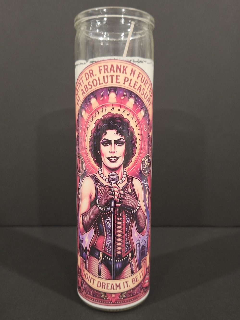 Saint Dr. Frank-N-Furter Prayer Candle Pink & White